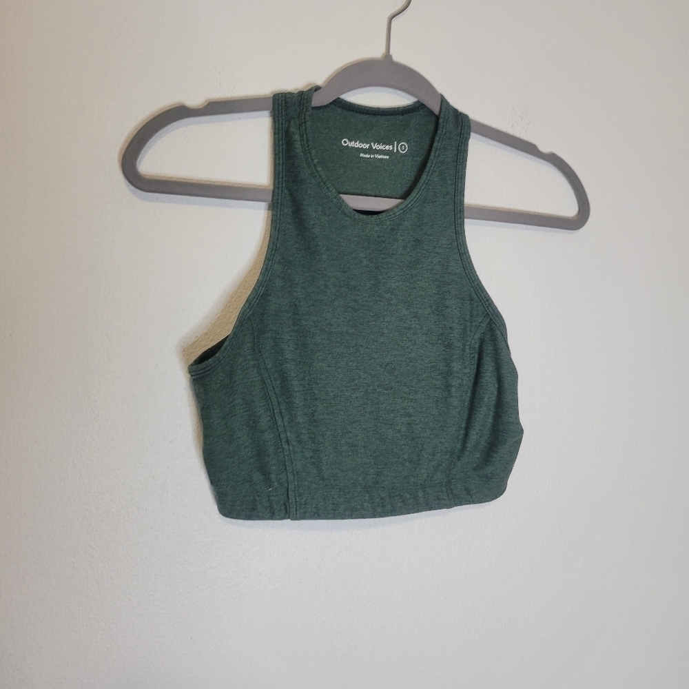 Outdoor voices green long line sports bra